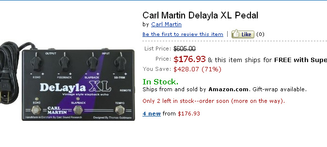 Great deal on the Carl Martin Delayla XL Pedal