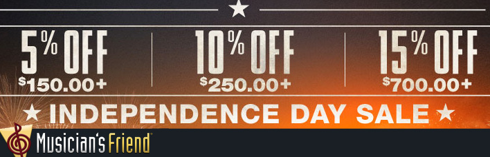 Three 4th of July Coupon Codes for Musician's Friend!