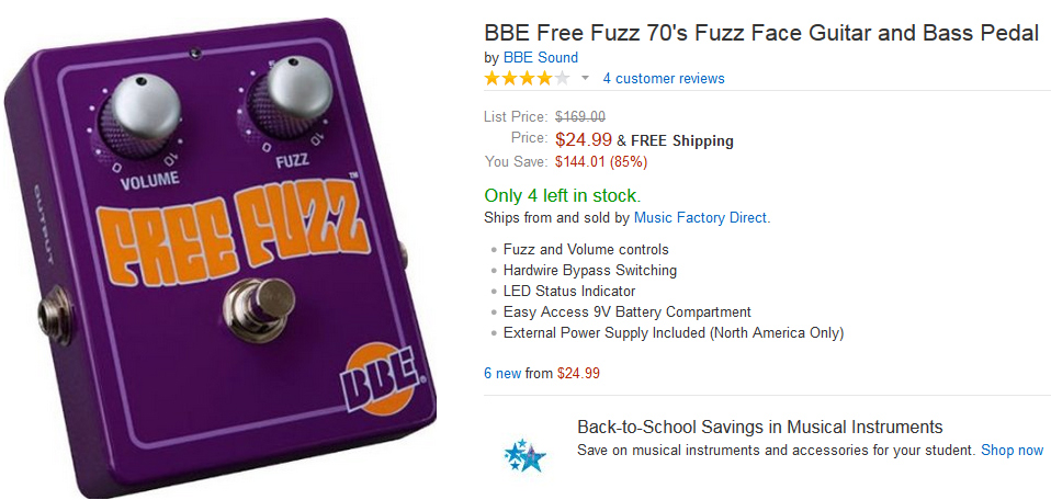 Stupid Deal on the BBE Free Fuzz on Amazon