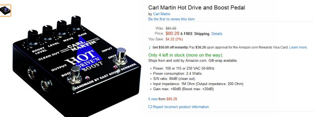Sweet Deal on the Carl Martin Hot Drive and Boost
