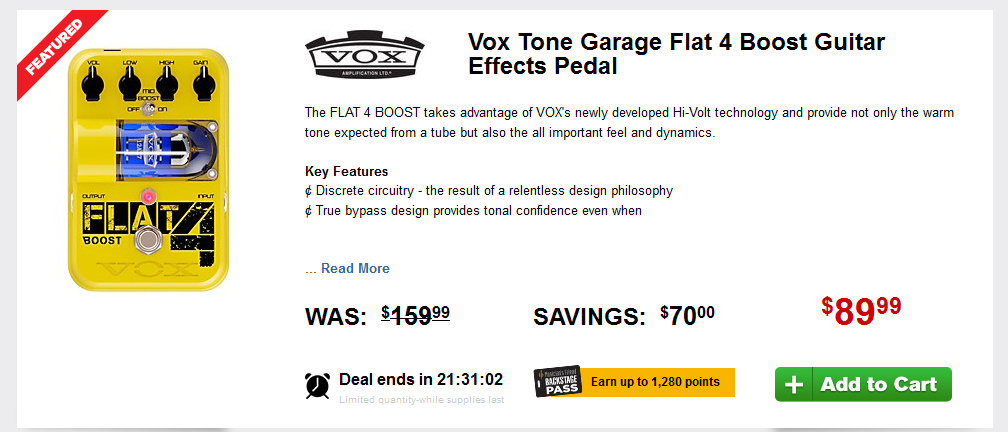 Vox Tone Garage Flat 4 Boost 