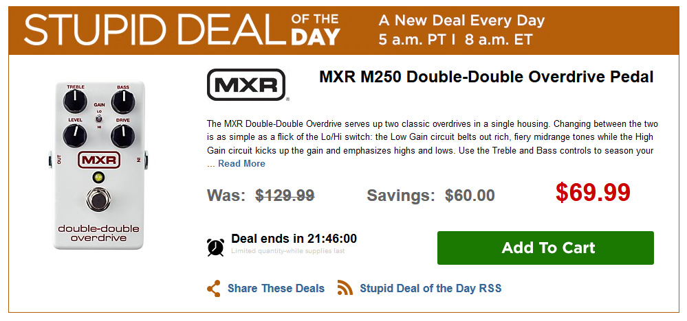 Stupid Deal of the Day - MXR M250 Double-Double Overdrive 